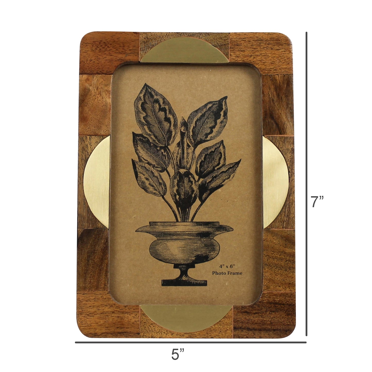Teak Frame, Semi Circle Brass - 4x6
