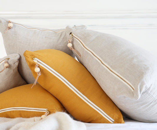 Mustard Washed Linen Pillow