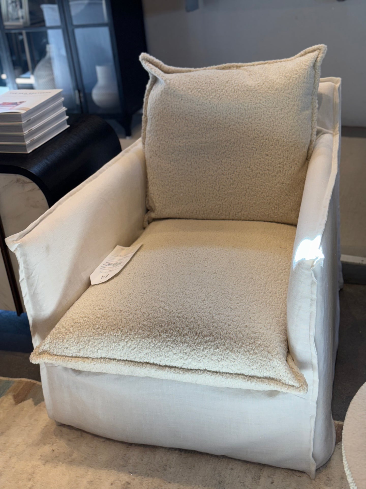 C1297-01SW Slipcovered Swivel Chair - Sahara Optic White