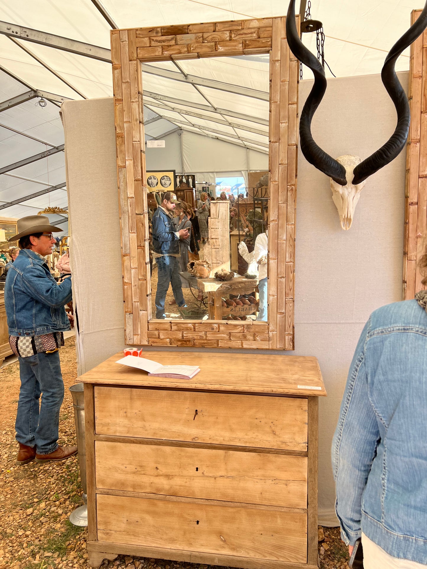 Tessellated Old Wood Framed Mirror