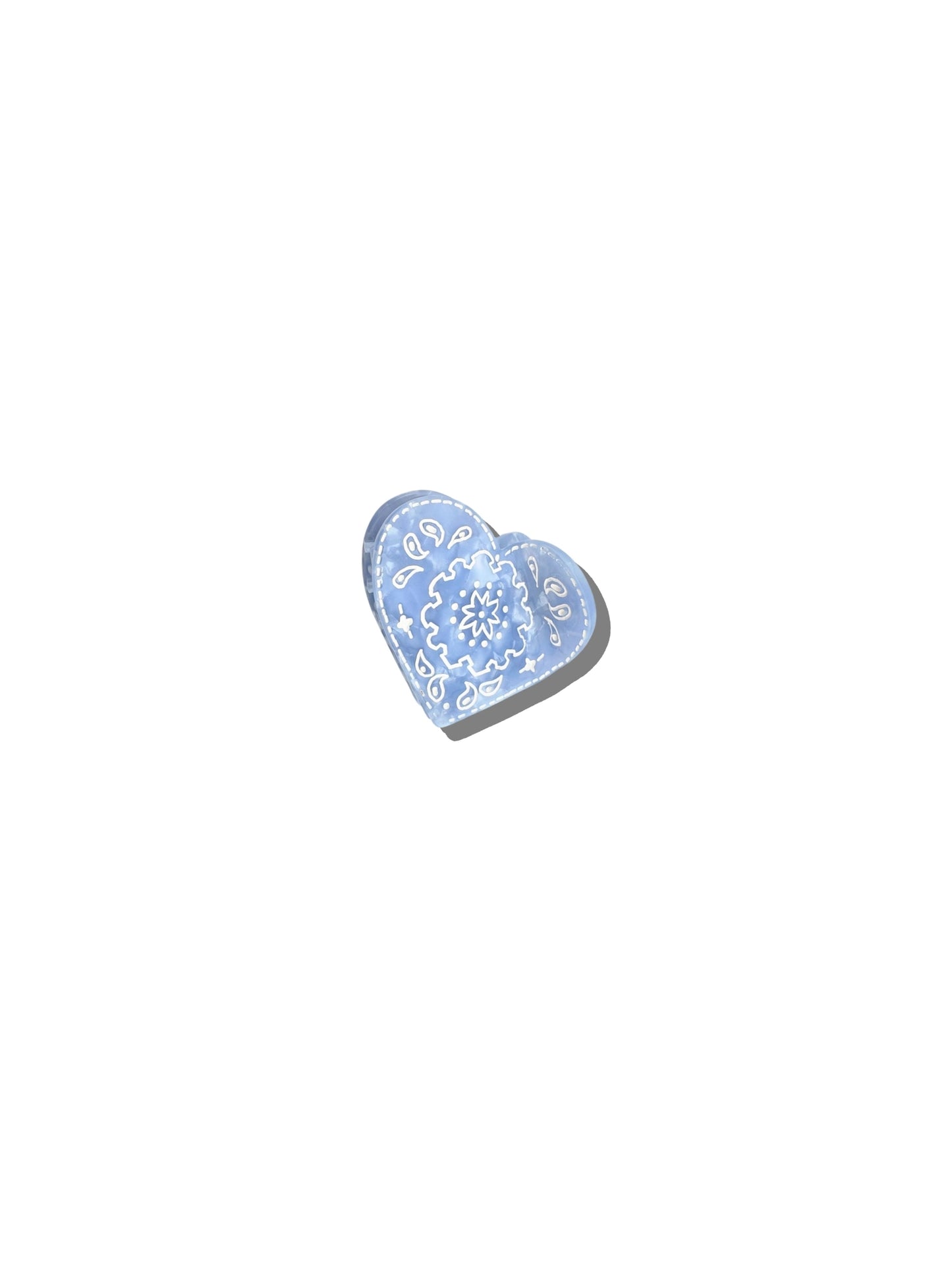 Hand-Painted Mini Paisley Heart Claw Hair Clip