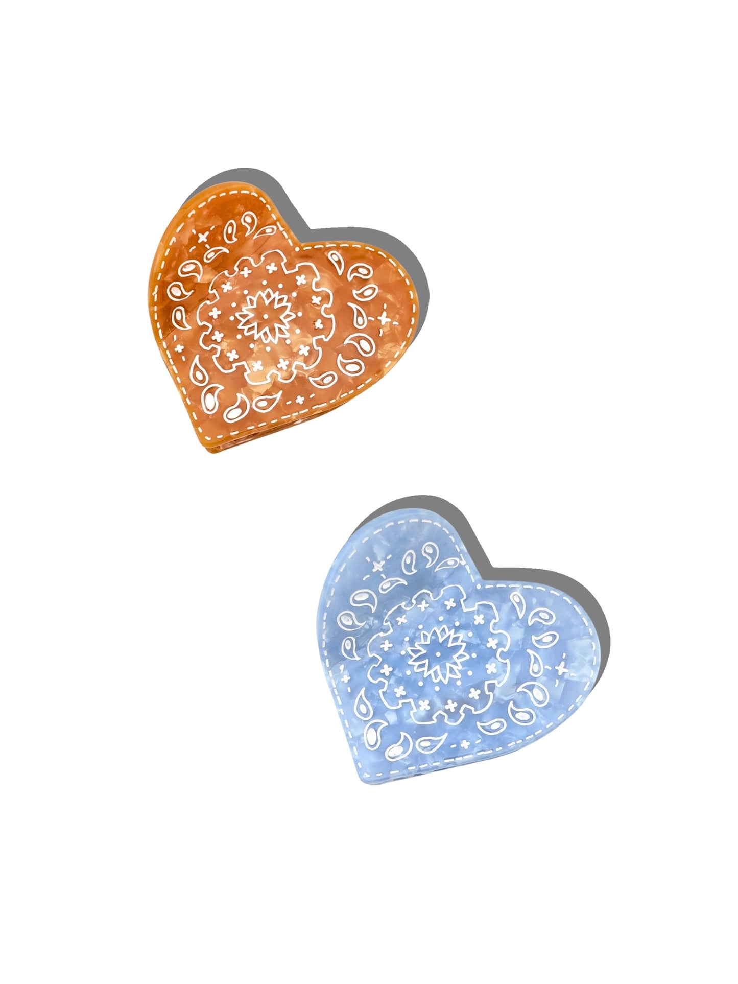 Hand-Painted Paisley Heart Claw Hair Clip