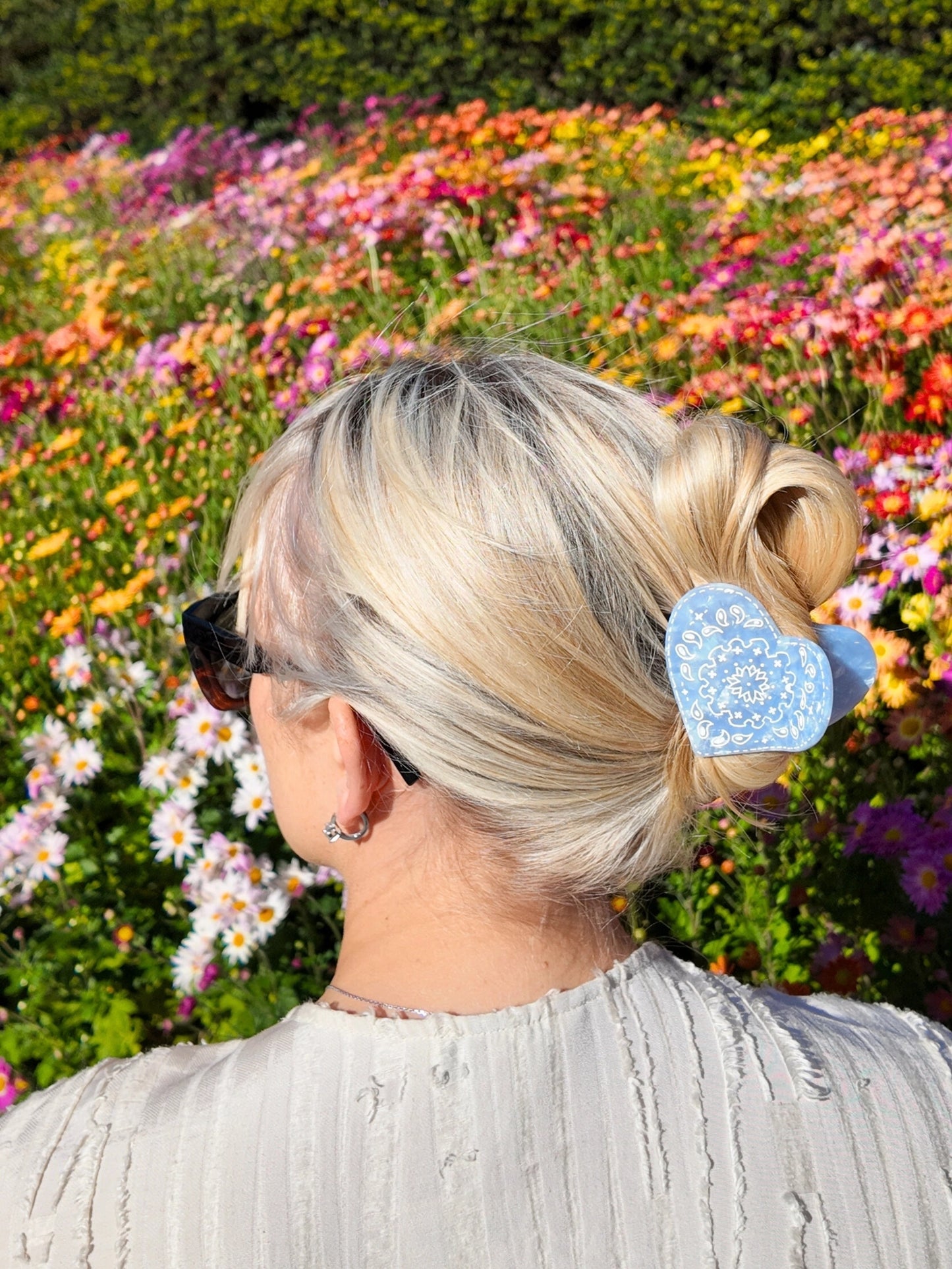 Hand-Painted Paisley Heart Claw Hair Clip