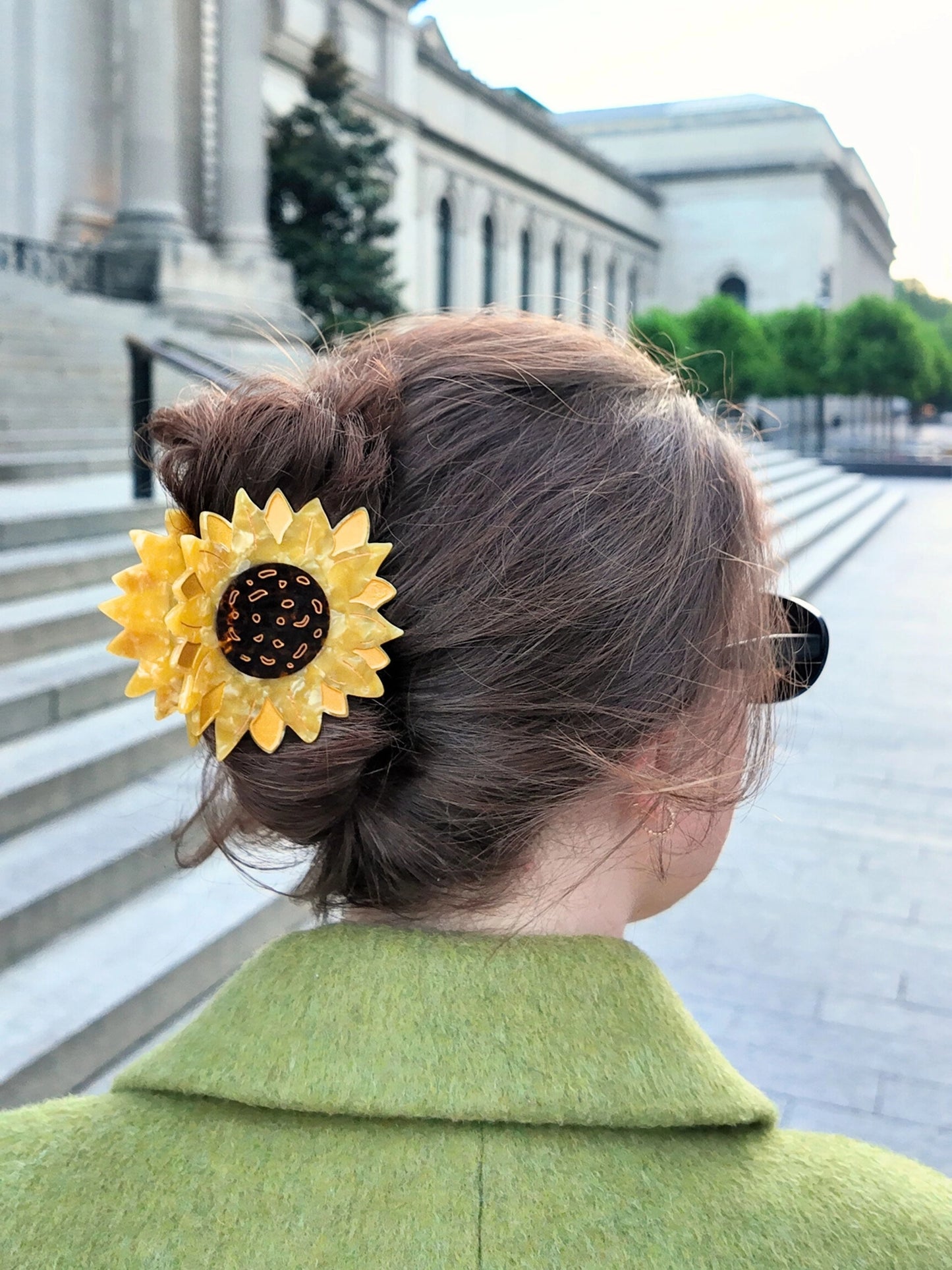 Hand-Painted Sunflower Claw Hair Clip | Eco-Friendly