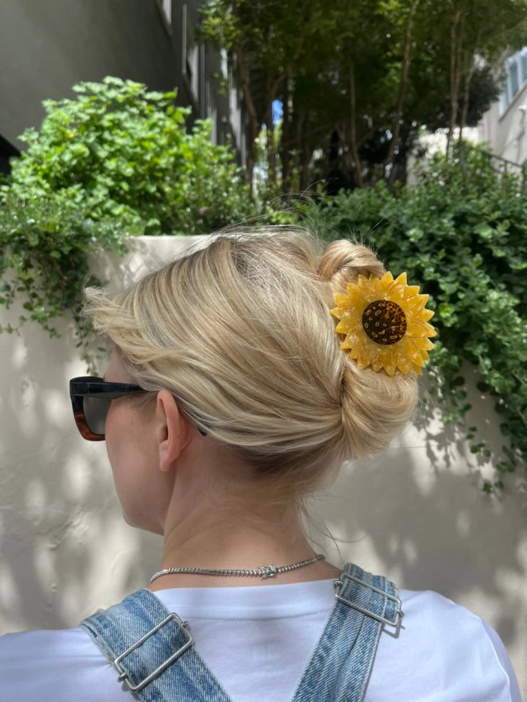 Hand-Painted Sunflower Claw Hair Clip | Eco-Friendly