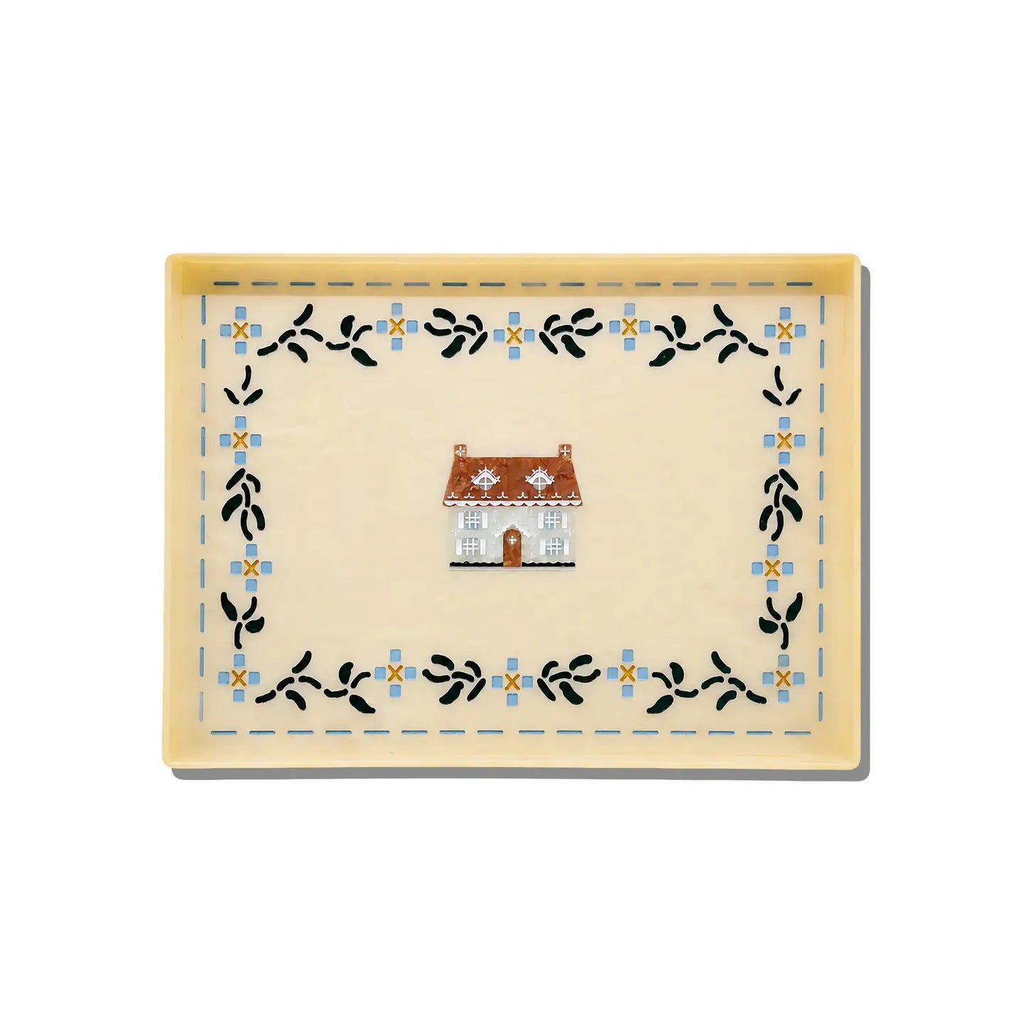 Hand-Painted Cottage Inlay Heirloom Tray