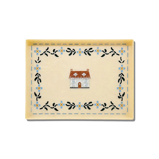 Hand-Painted Cottage Inlay Heirloom Tray