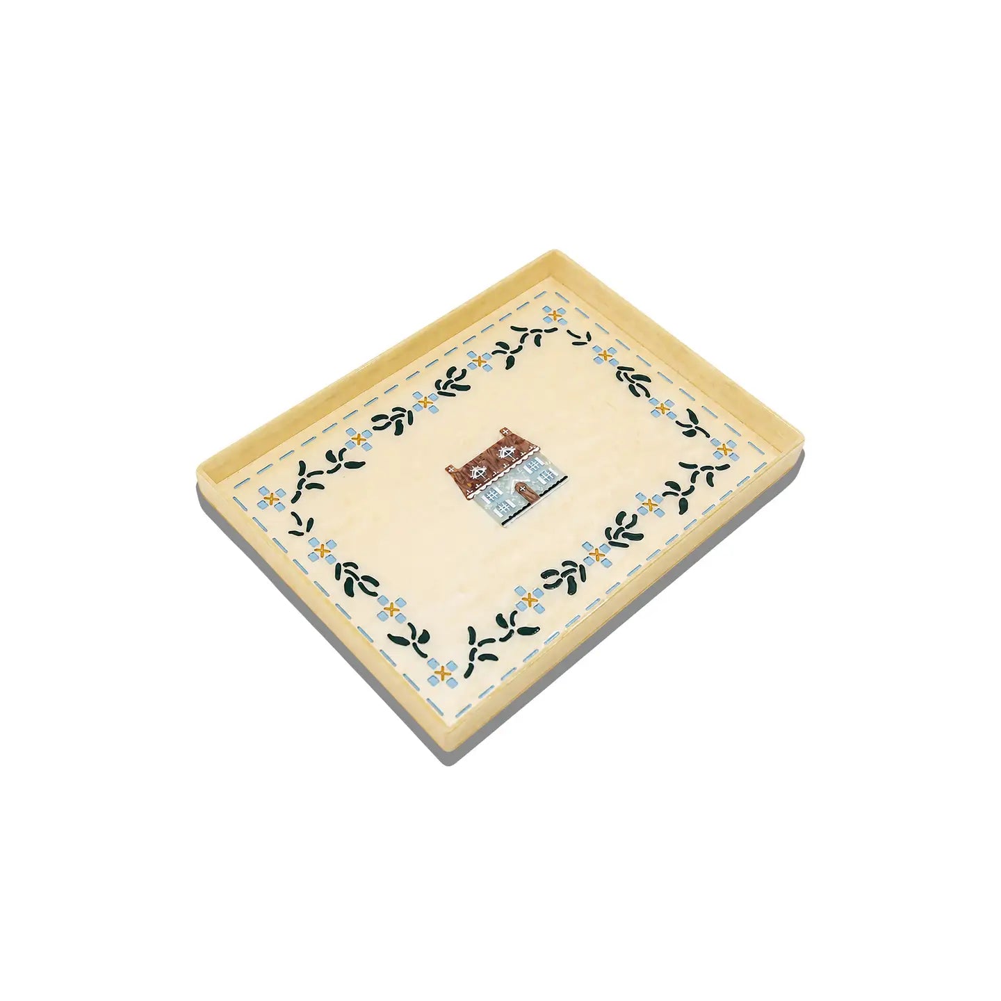 Hand-Painted Cottage Inlay Heirloom Tray