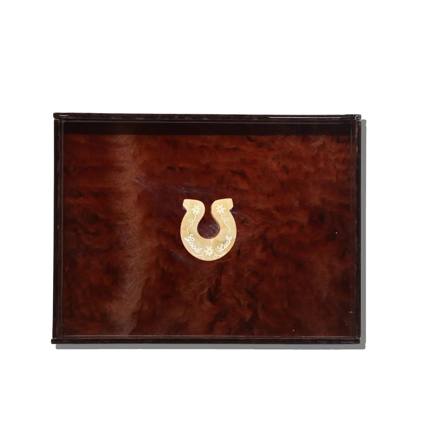 Hand-Painted Good Luck Horseshoe Inlay Heirloom Tray