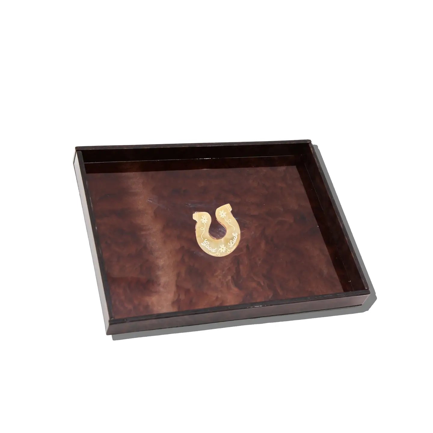 Hand-Painted Good Luck Horseshoe Inlay Heirloom Tray
