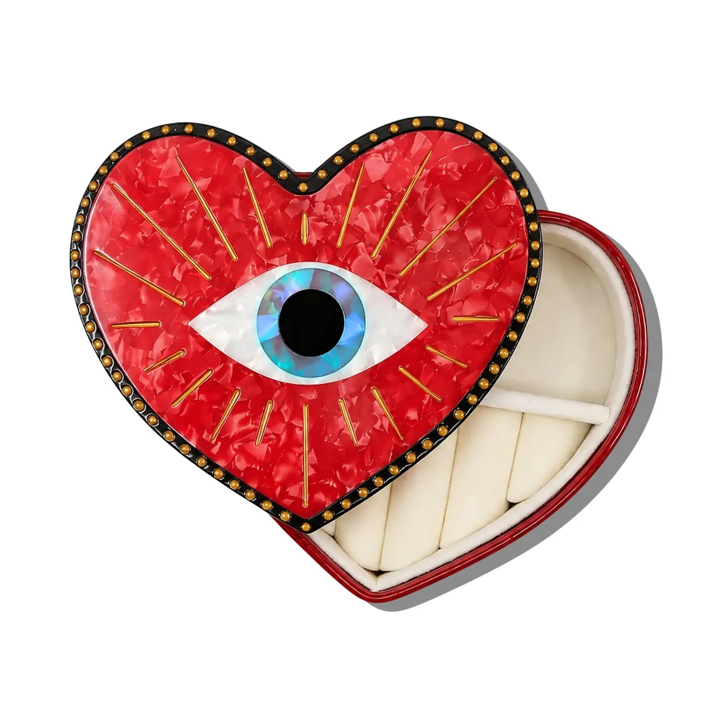 Hand-Painted Lucky Eye Heart Jewelry Box