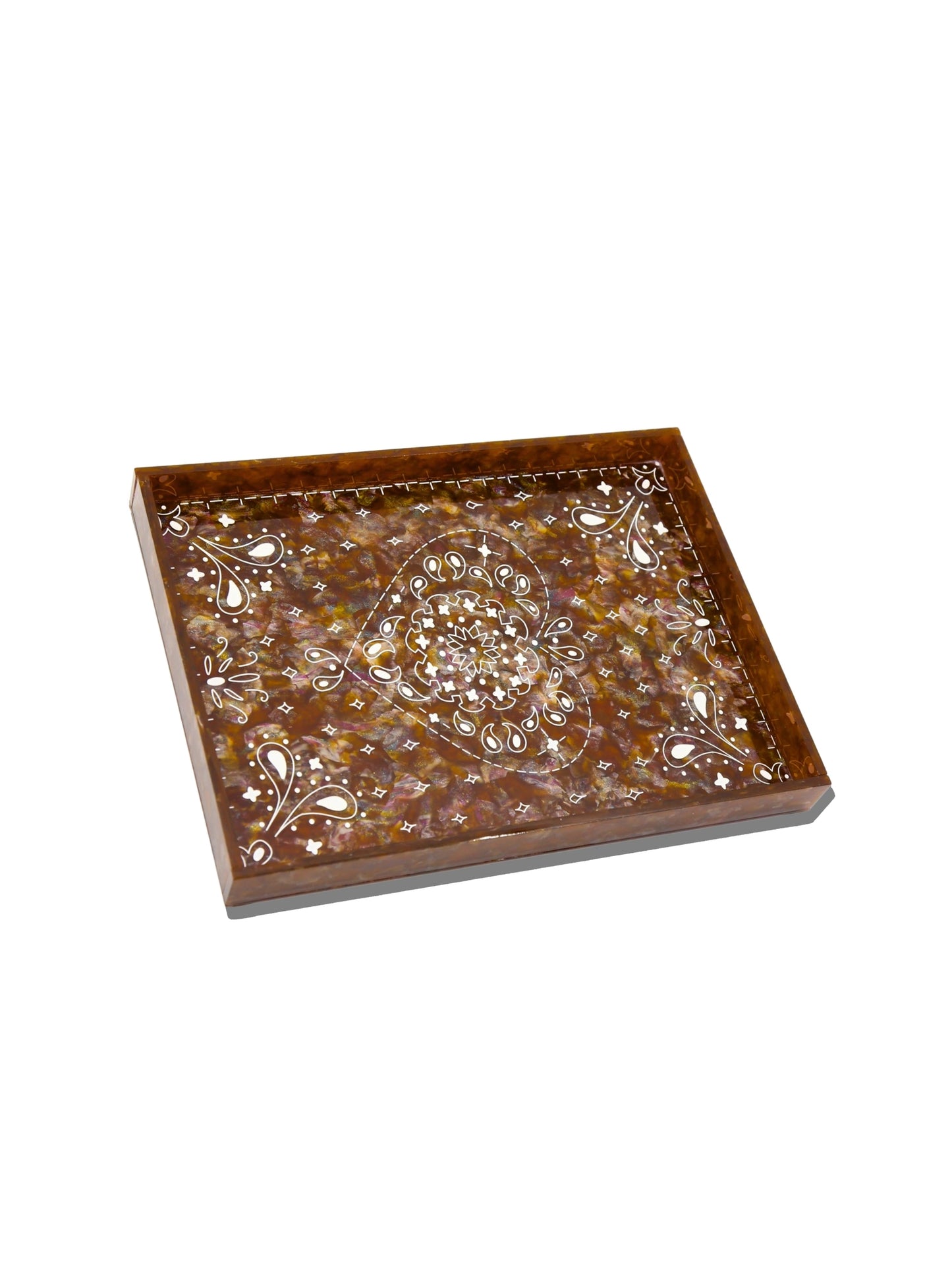 Hand-Painted Paisley Inlay Heirloom Tray
