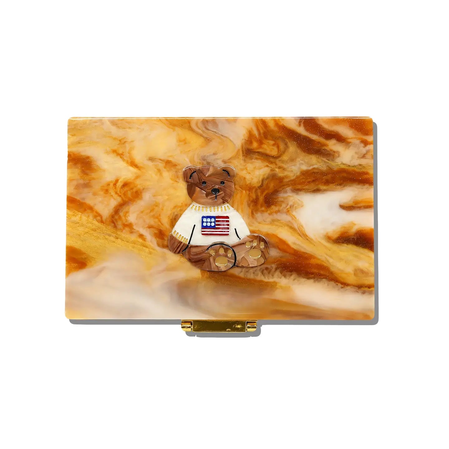 Hand-Painted Americana Teddy Travel Jewelry Box