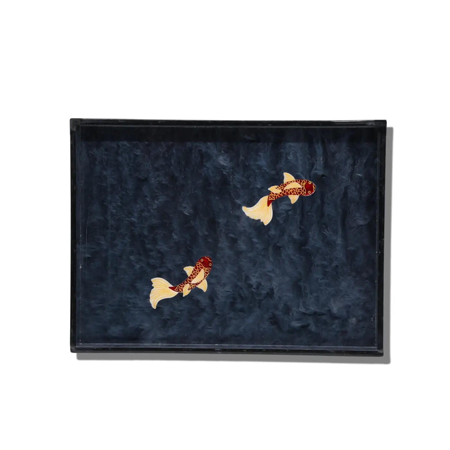 Hand-Painted Koi Fish Inlay Heirloom Tray