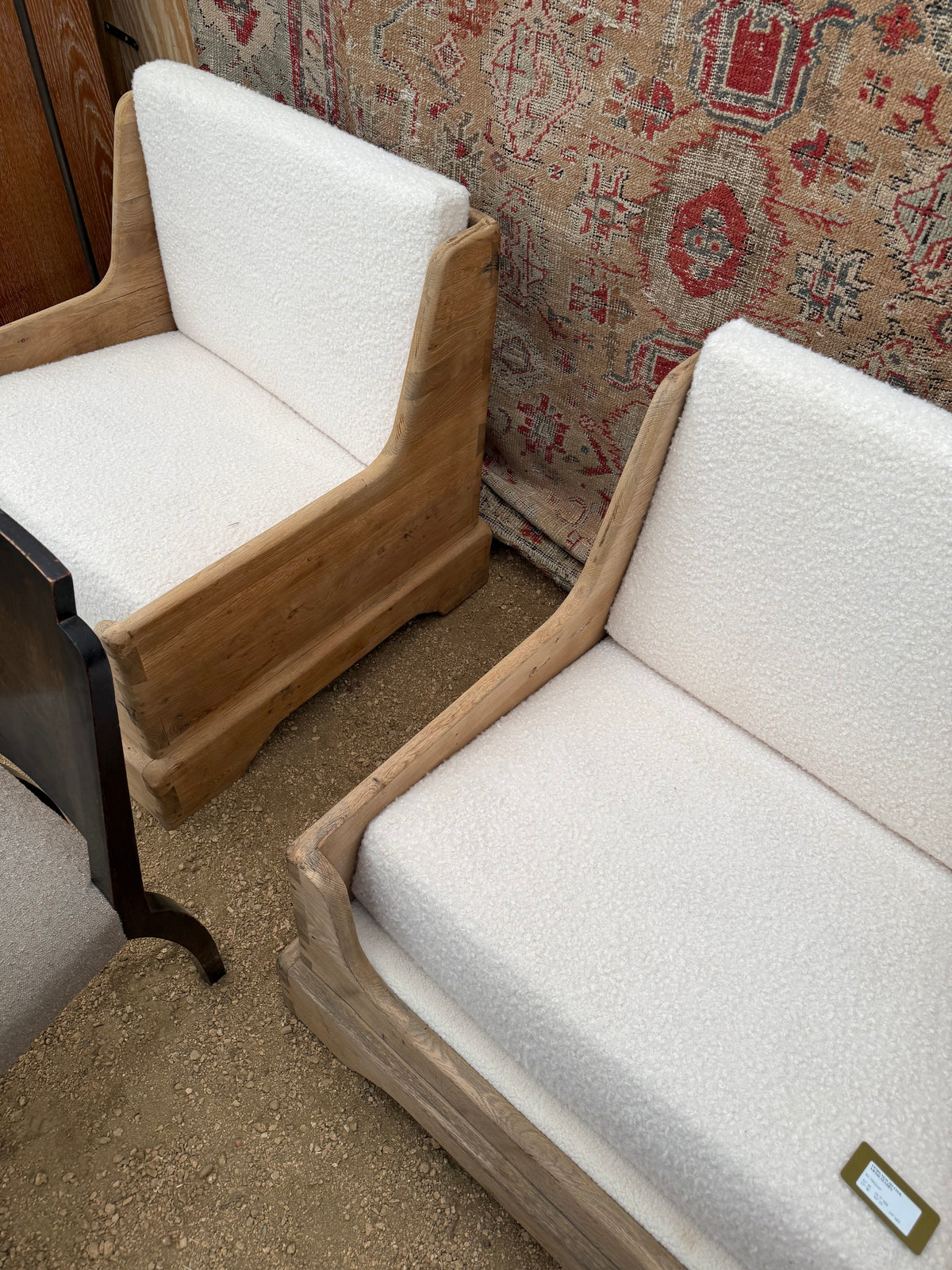 Pair 1970s Solid Oak Armchairs