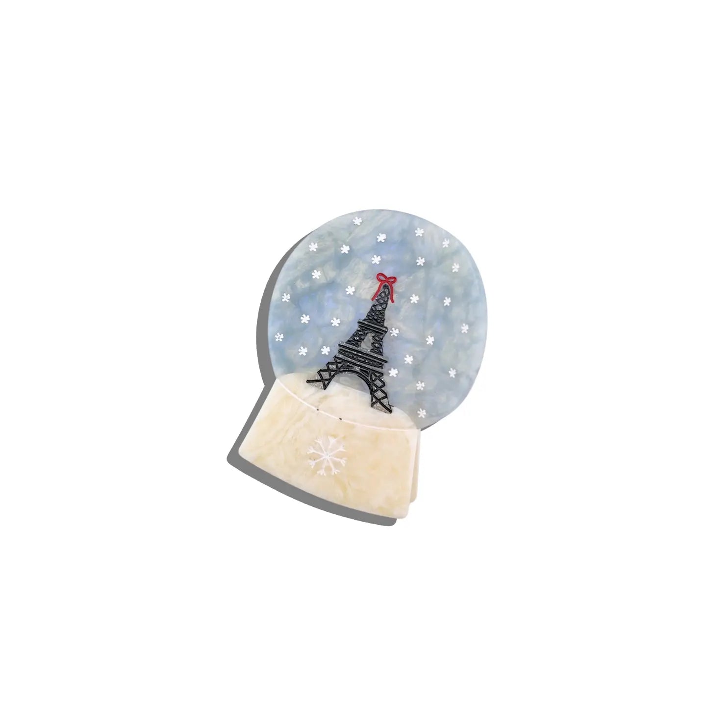 Hand-Painted Snow Globe Claw Hair Clip