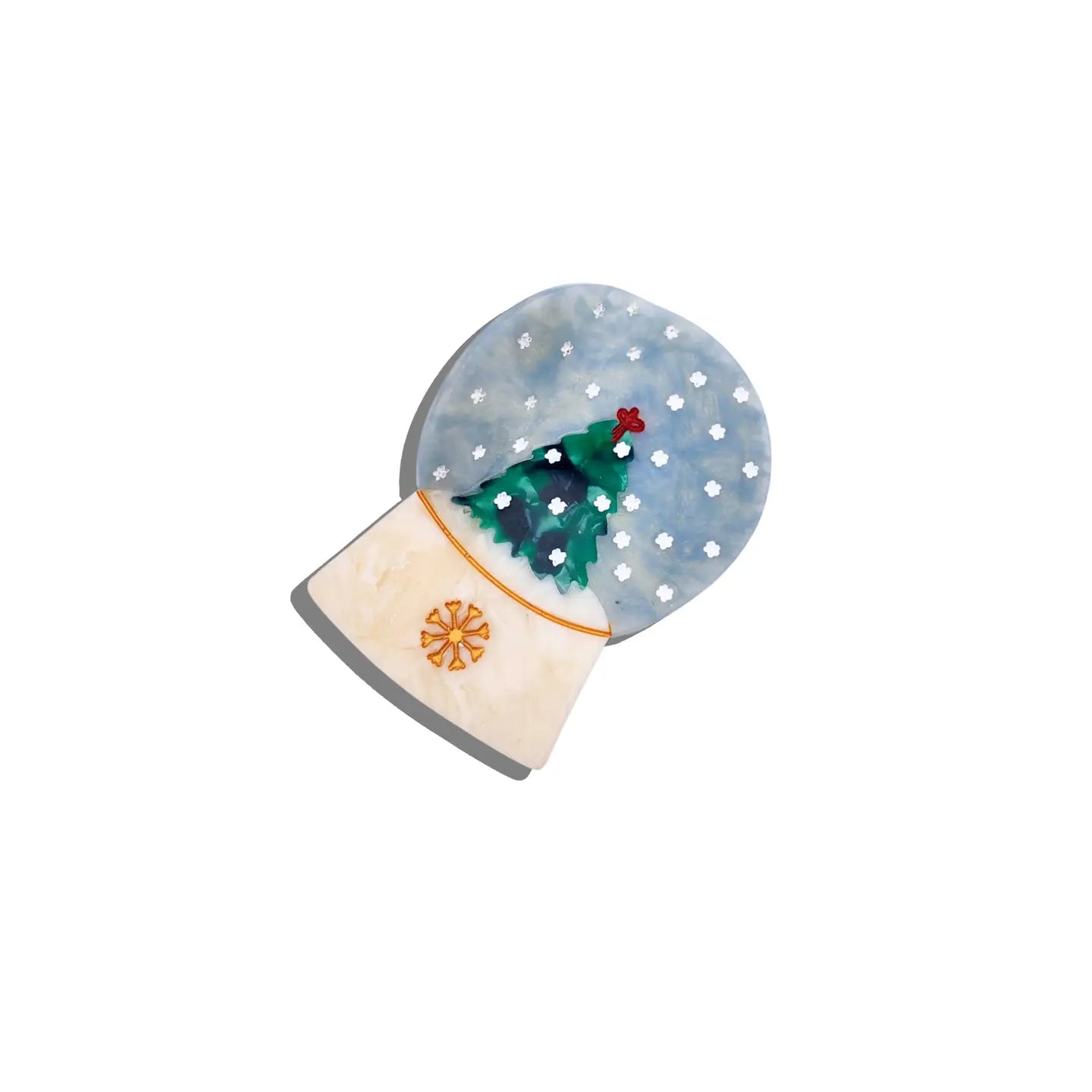 Hand-Painted Snow Globe Claw Hair Clip