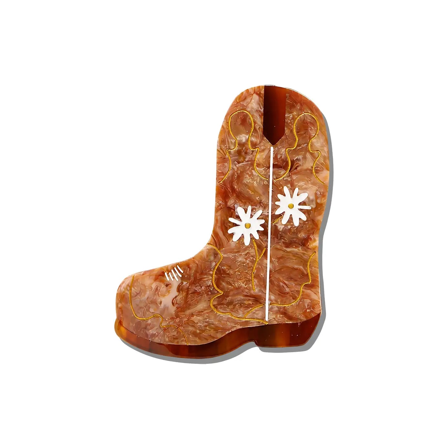 Hand-Painted Daisy Cowboy Boot Claw Hair Clip