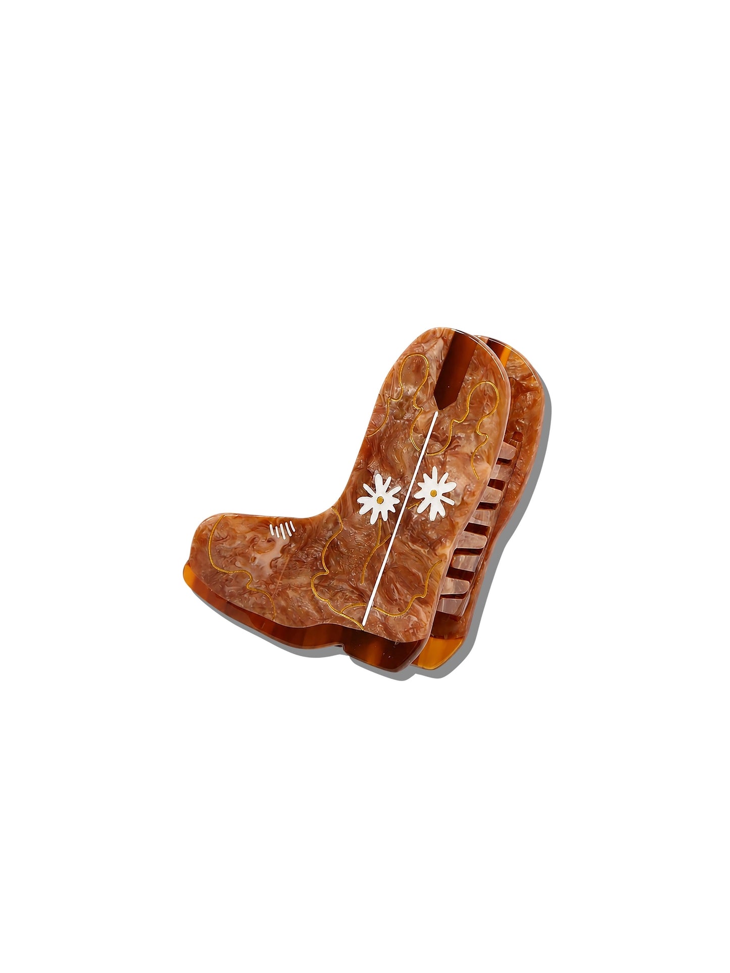Hand-Painted Daisy Cowboy Boot Claw Hair Clip