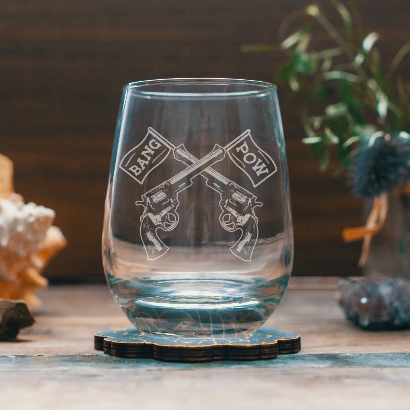 Six Shooter PIstols Wine Glass