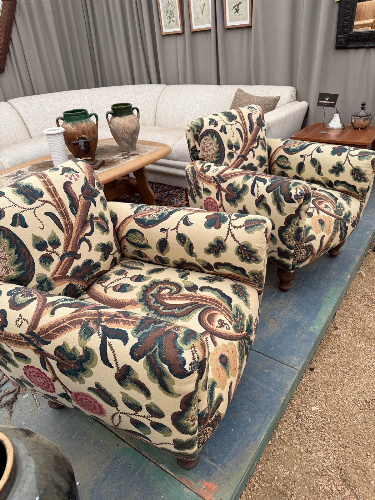 Pair English Inspired Rolled Arm Chairs