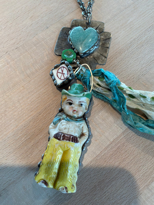 Small Cowboy with Yellow Pants Necklace