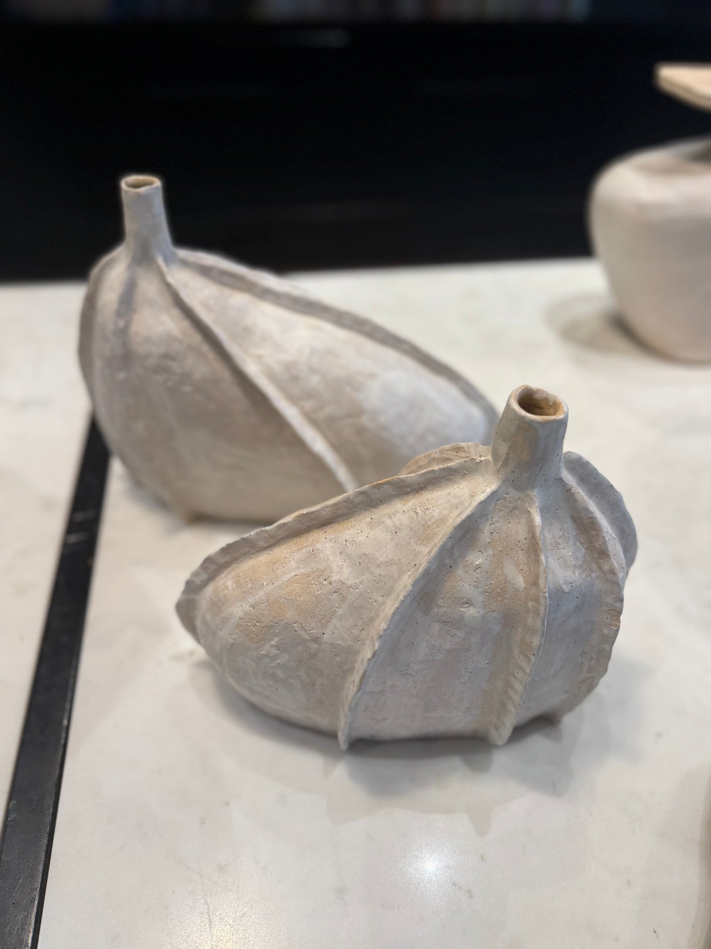 White Pottery lopsided Vase