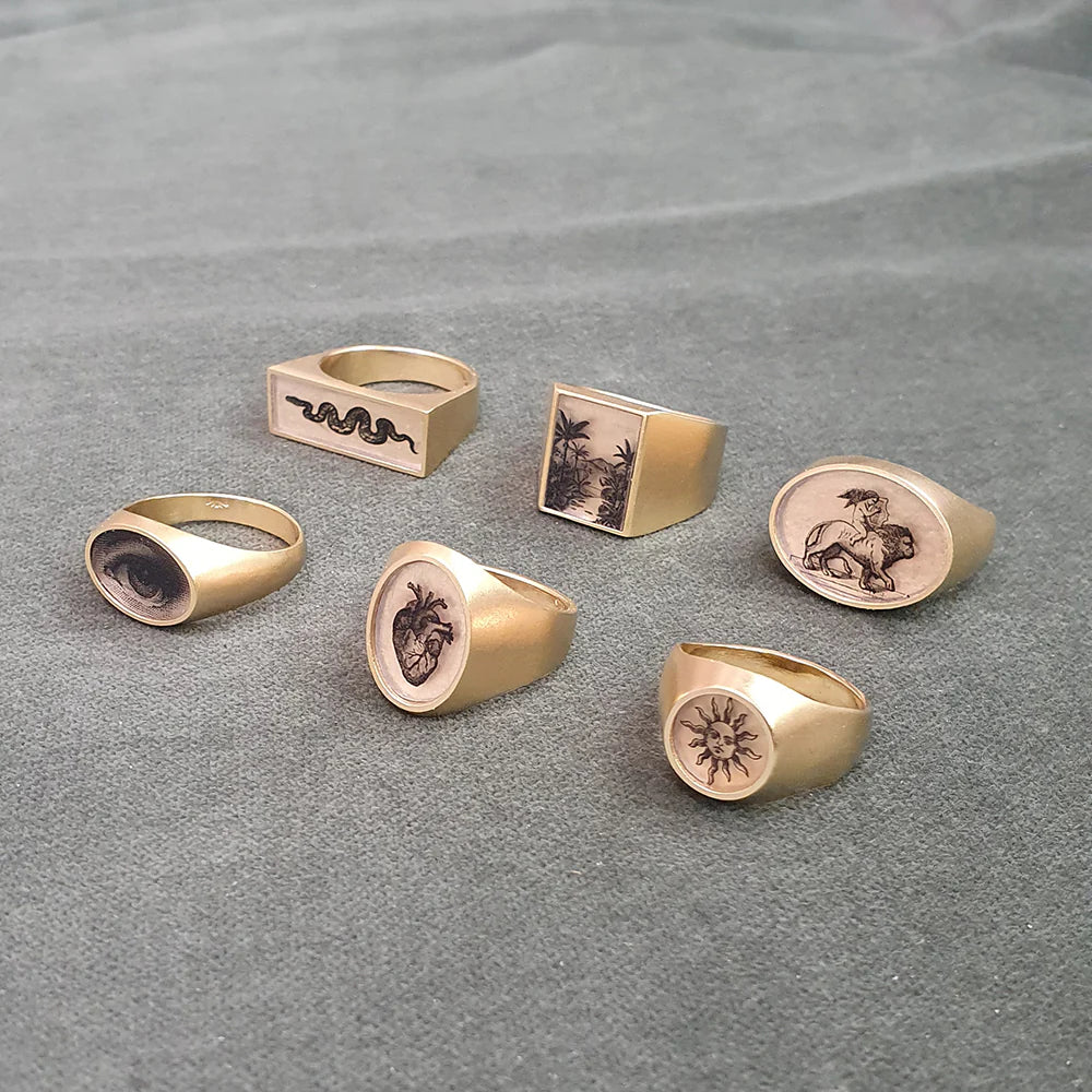 Large Oval Lovers Eye Signet Ring