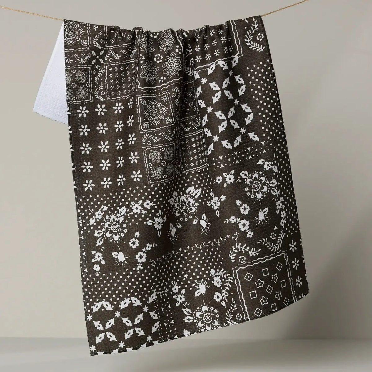 Blossoming Bandanna Brown Tea Towel
