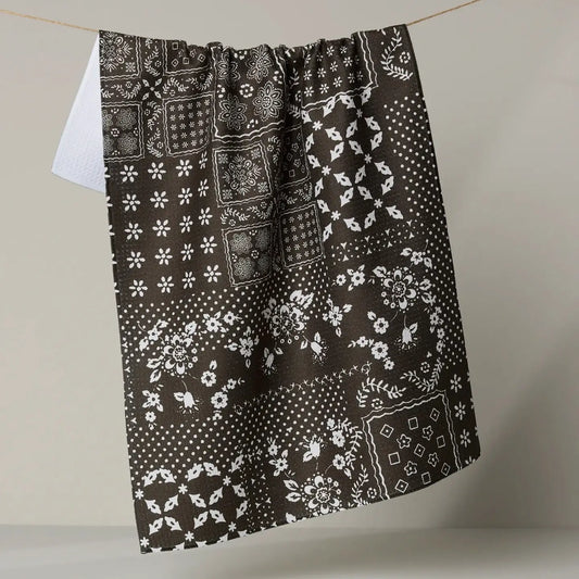 Blossoming Bandanna Brown Tea Towel
