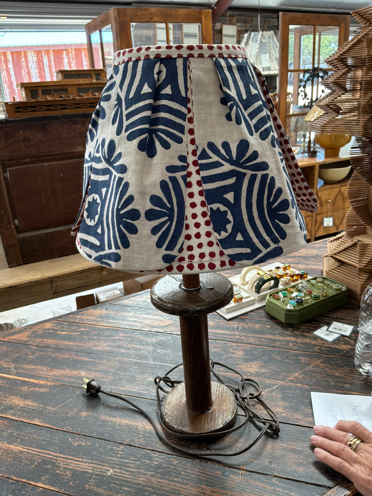 Vintage Spool Lamp with Custom Shade