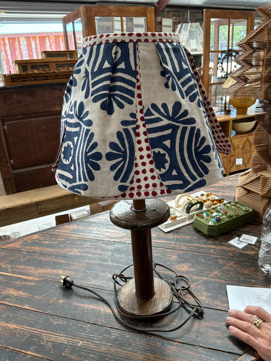 Vintage Spool Lamp with Custom Shade