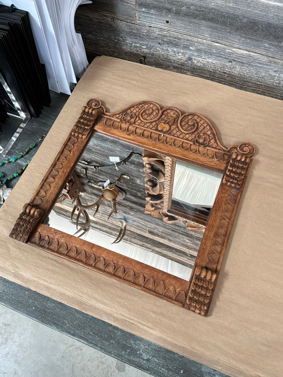 Vintage Carved Wood Mirror