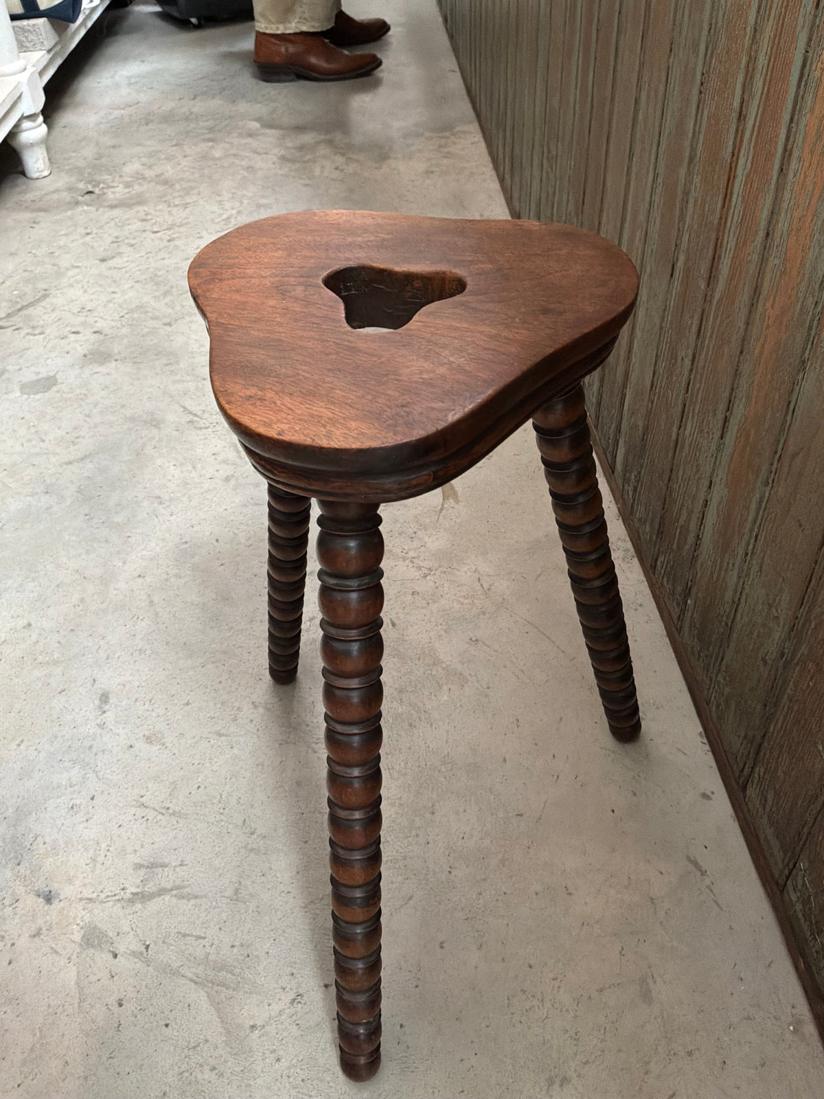 Vintage Three-Legged Turned Wood Stool