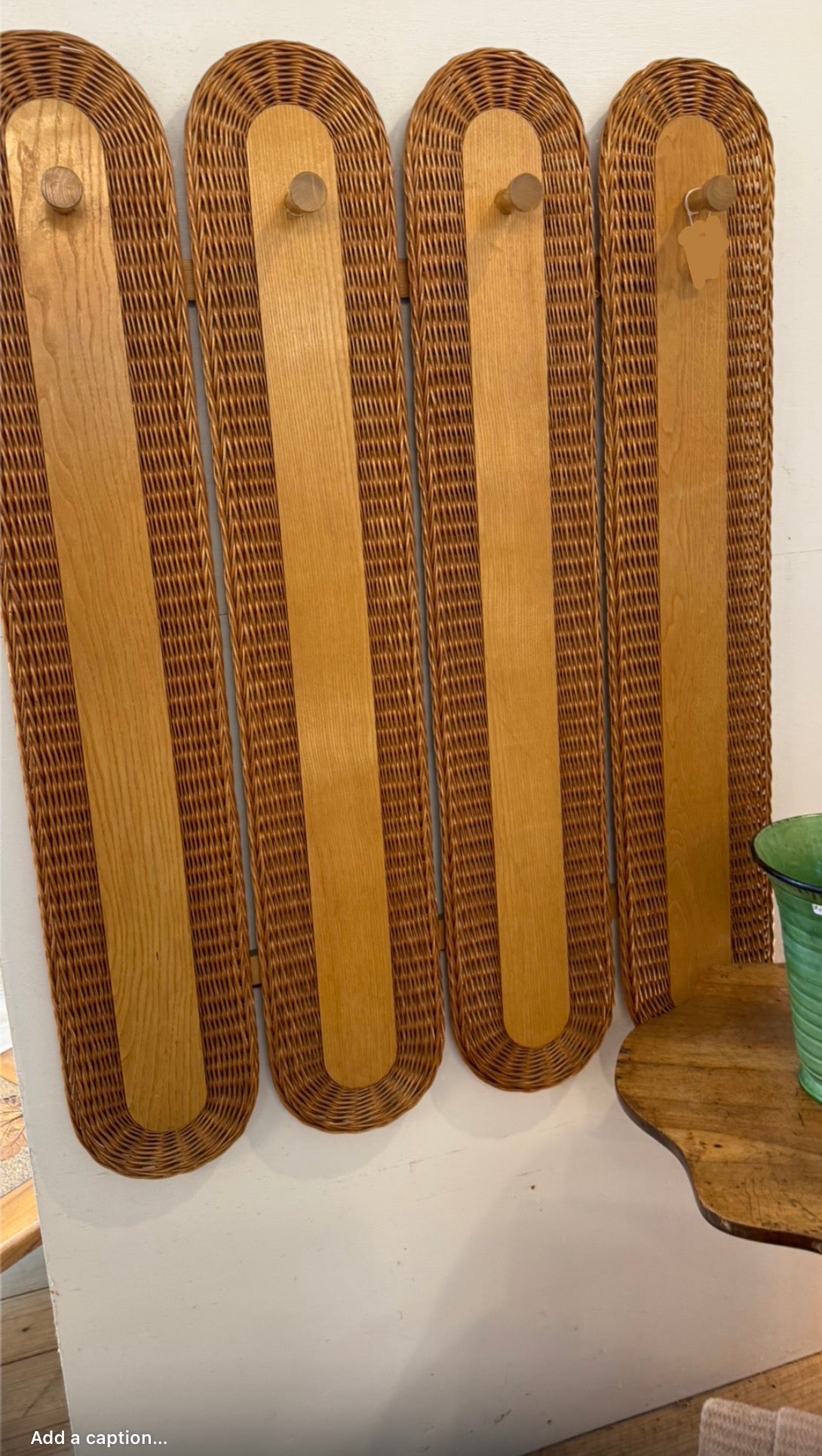 Wicker and Wood Coat Rack
