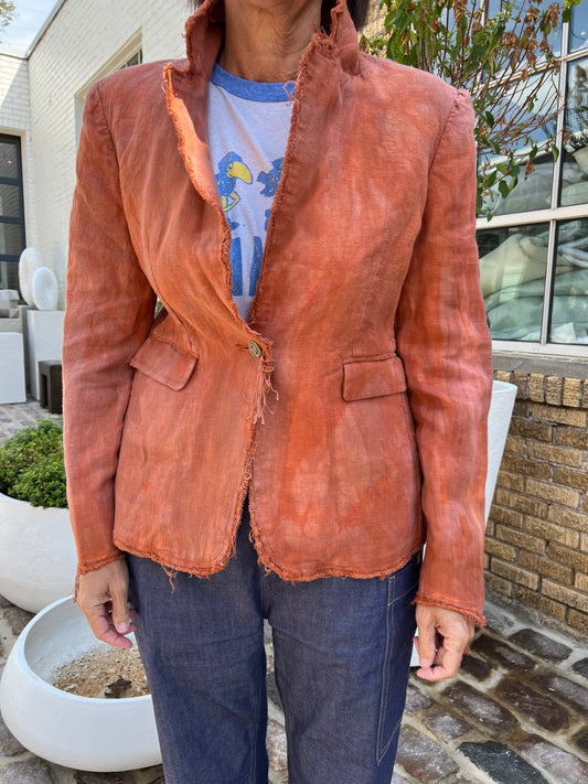 Hand Dyed Linen Pumpkin Blazer