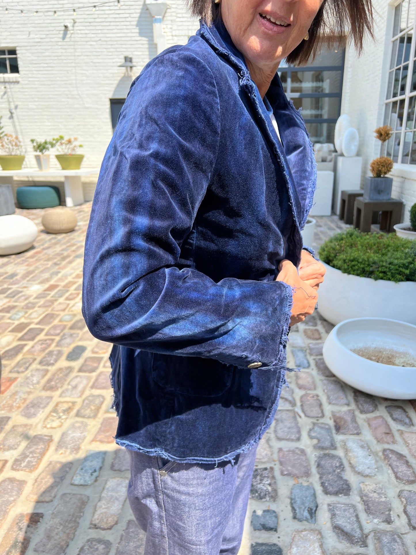 Hand Dyed Blue/Black Velvet Jacket