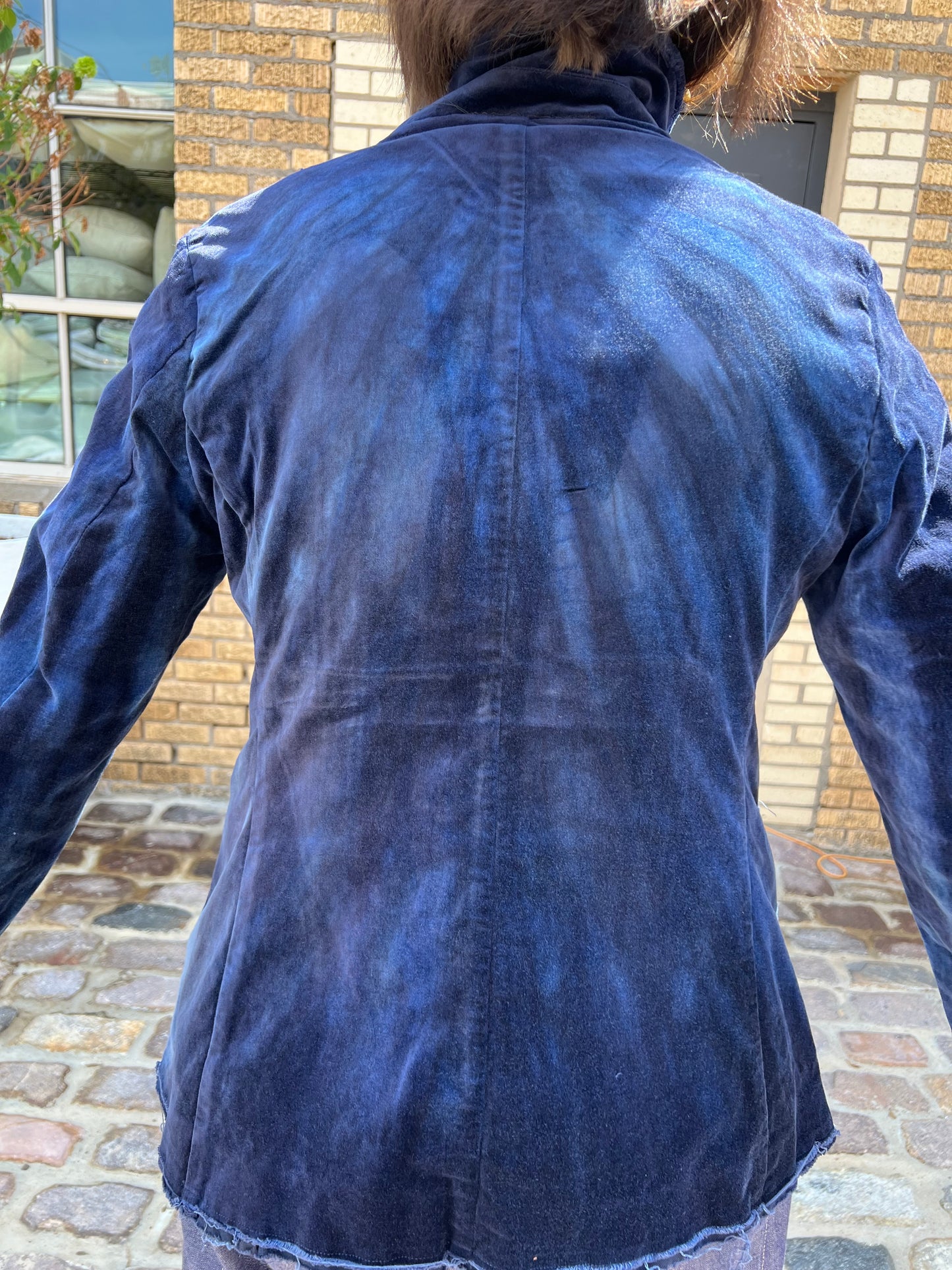 Hand Dyed Blue/Black Velvet Jacket