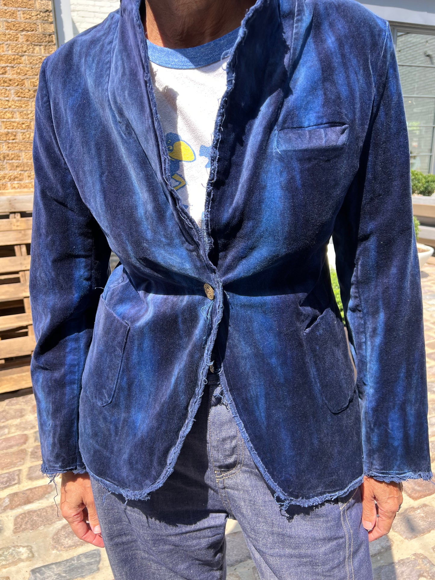 Hand Dyed Blue/Black Velvet Jacket