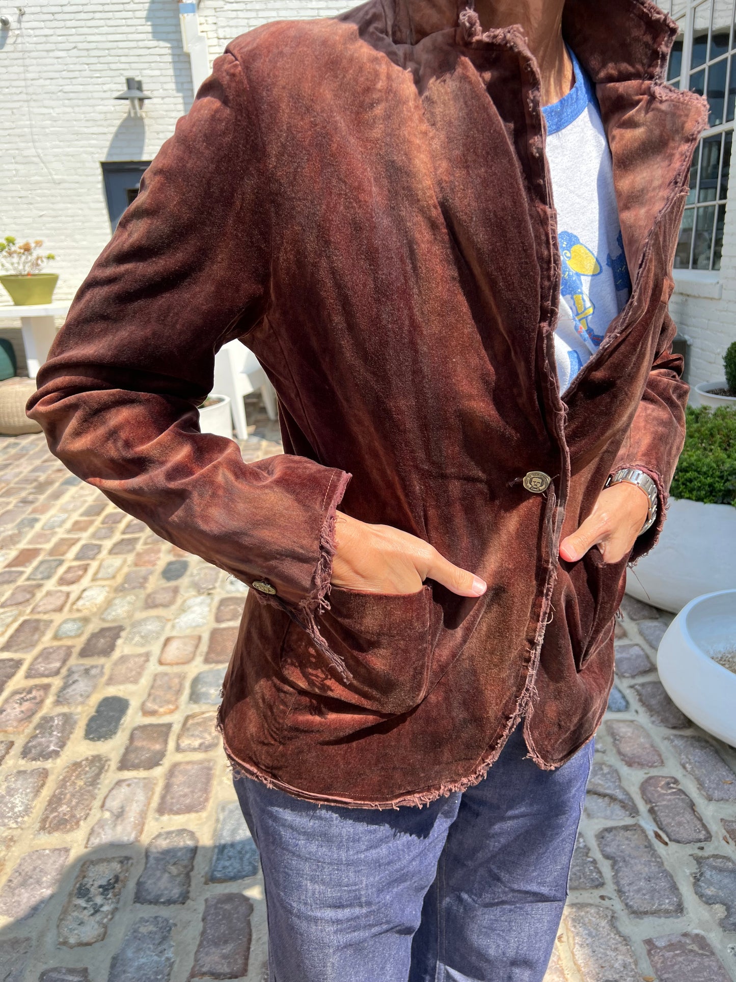 Hand Dyed Chocolate Brown Velvet Jacket