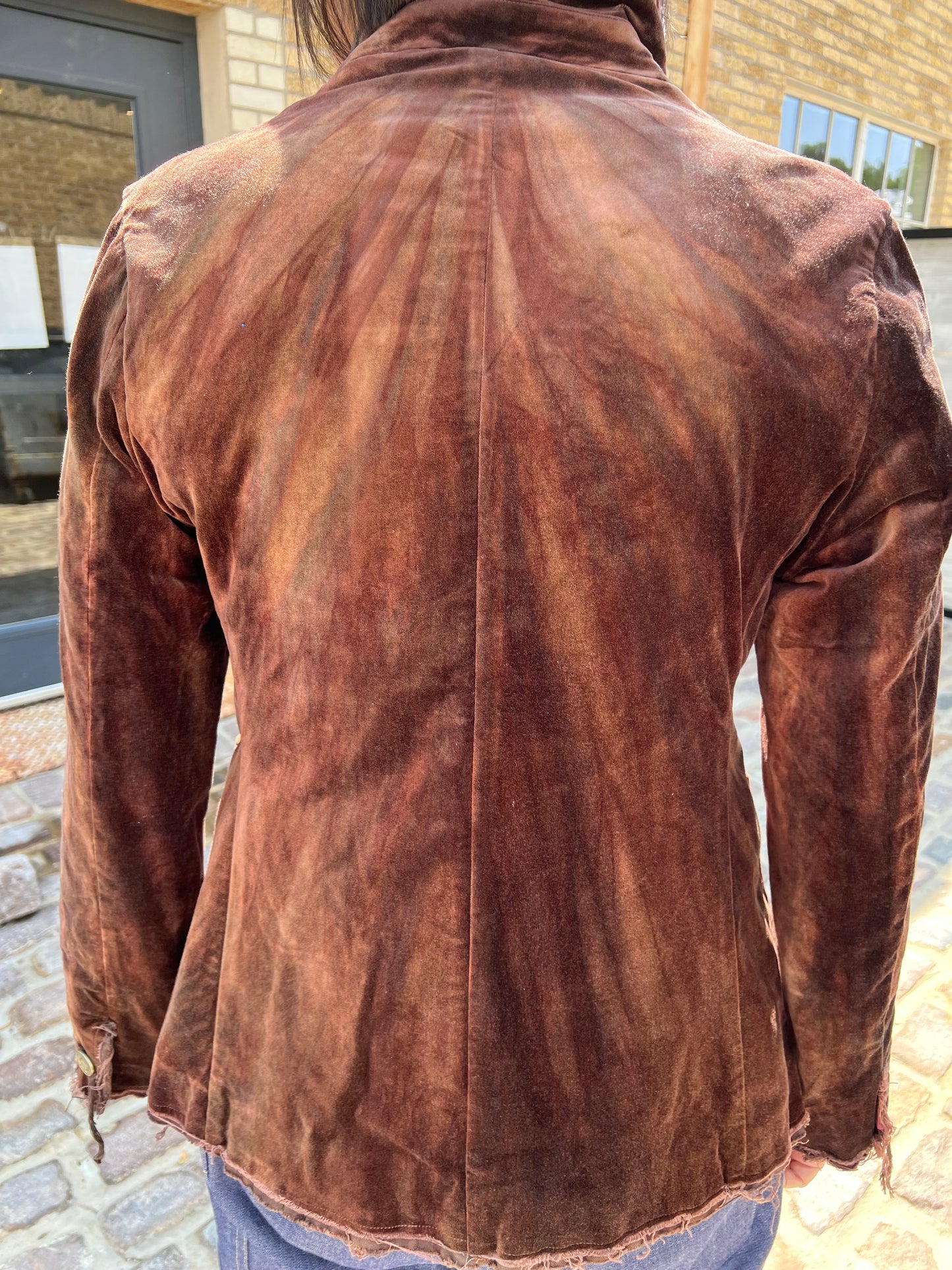 Hand Dyed Chocolate Brown Velvet Jacket