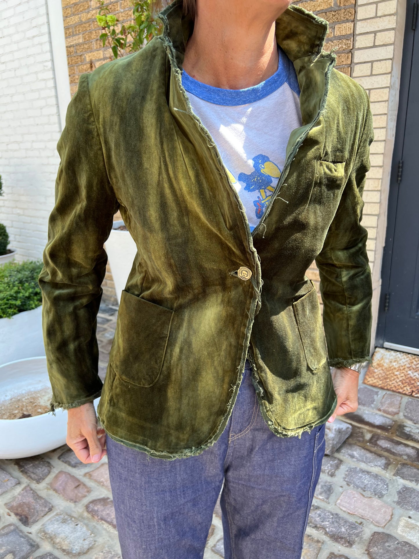 Hand Dyed Olive Velvet Jacket