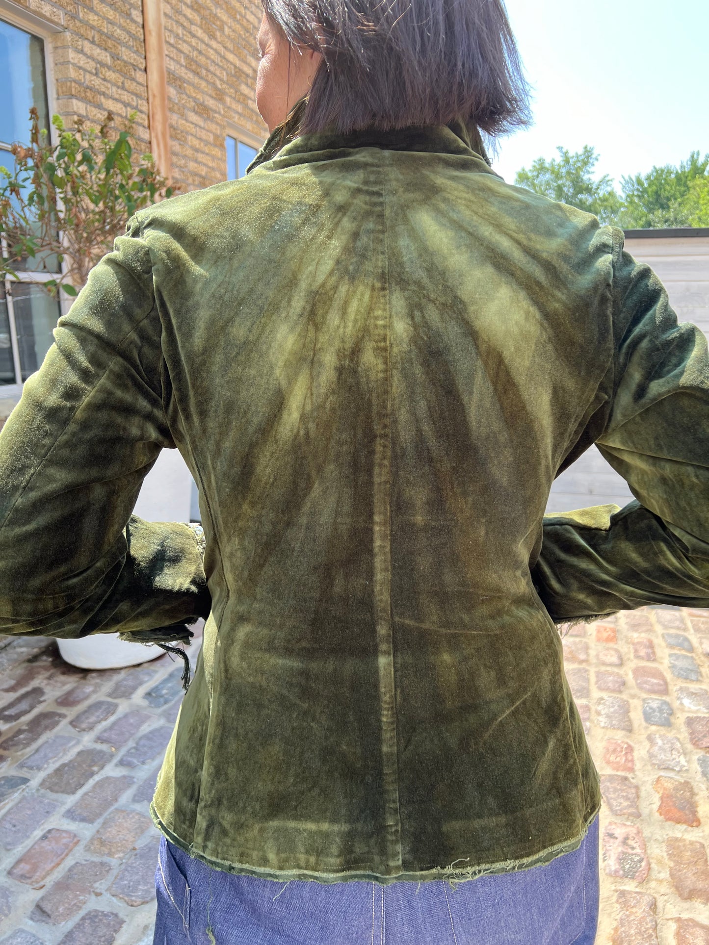 Hand Dyed Olive Velvet Jacket