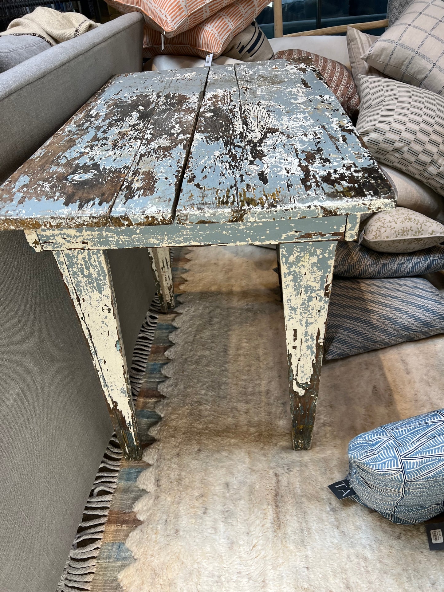 Rustic Painted Square Side Table/Desk