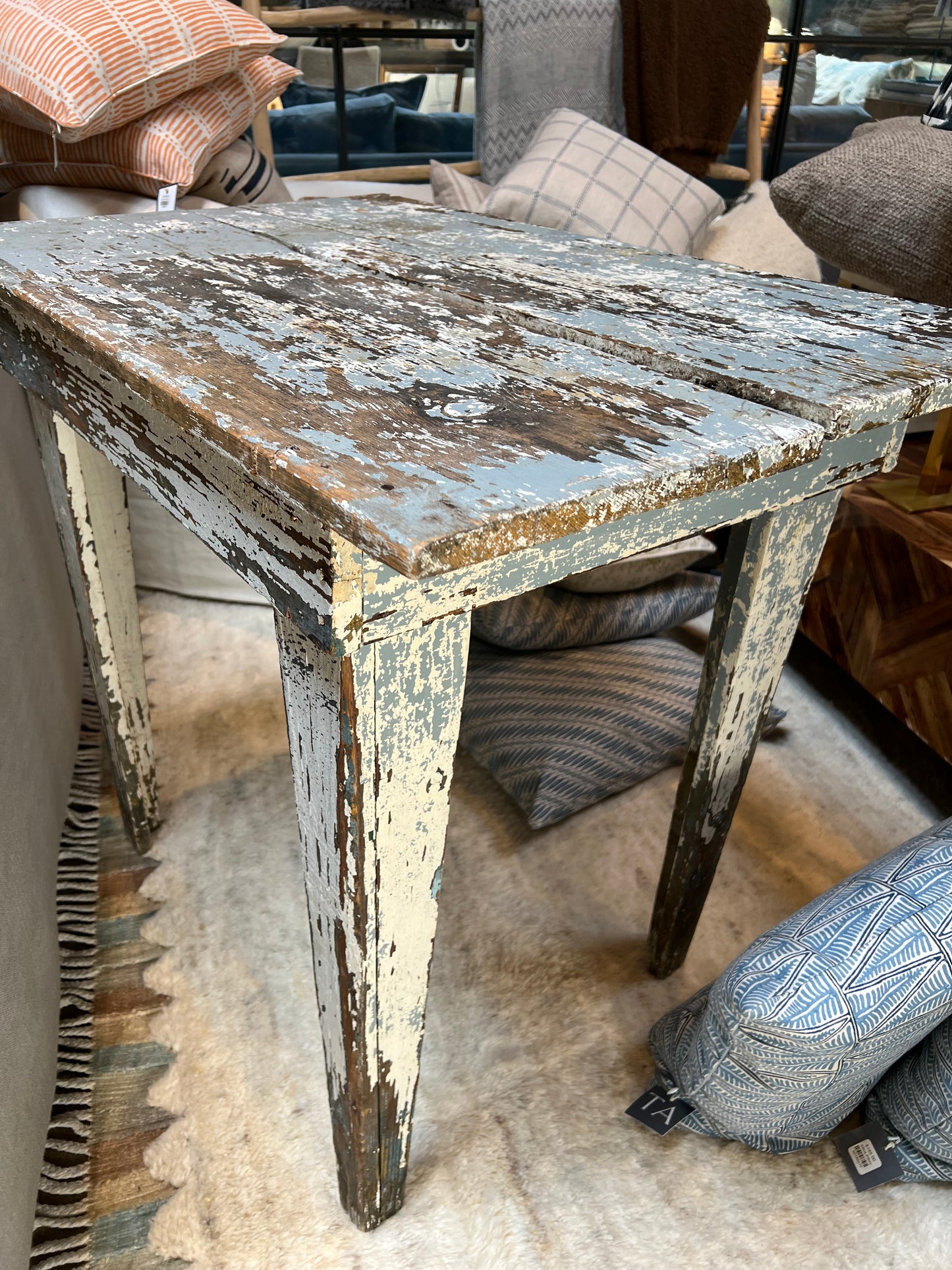 Rustic Painted Square Side Table/Desk