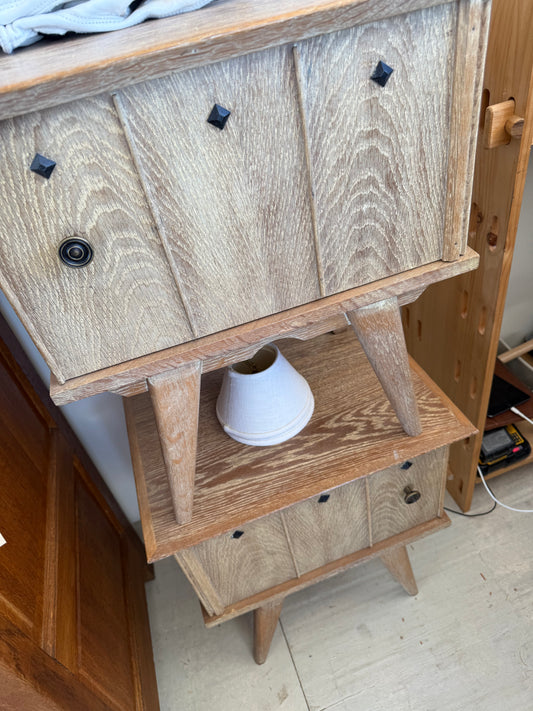 Pair Vintage Oak Nightstands