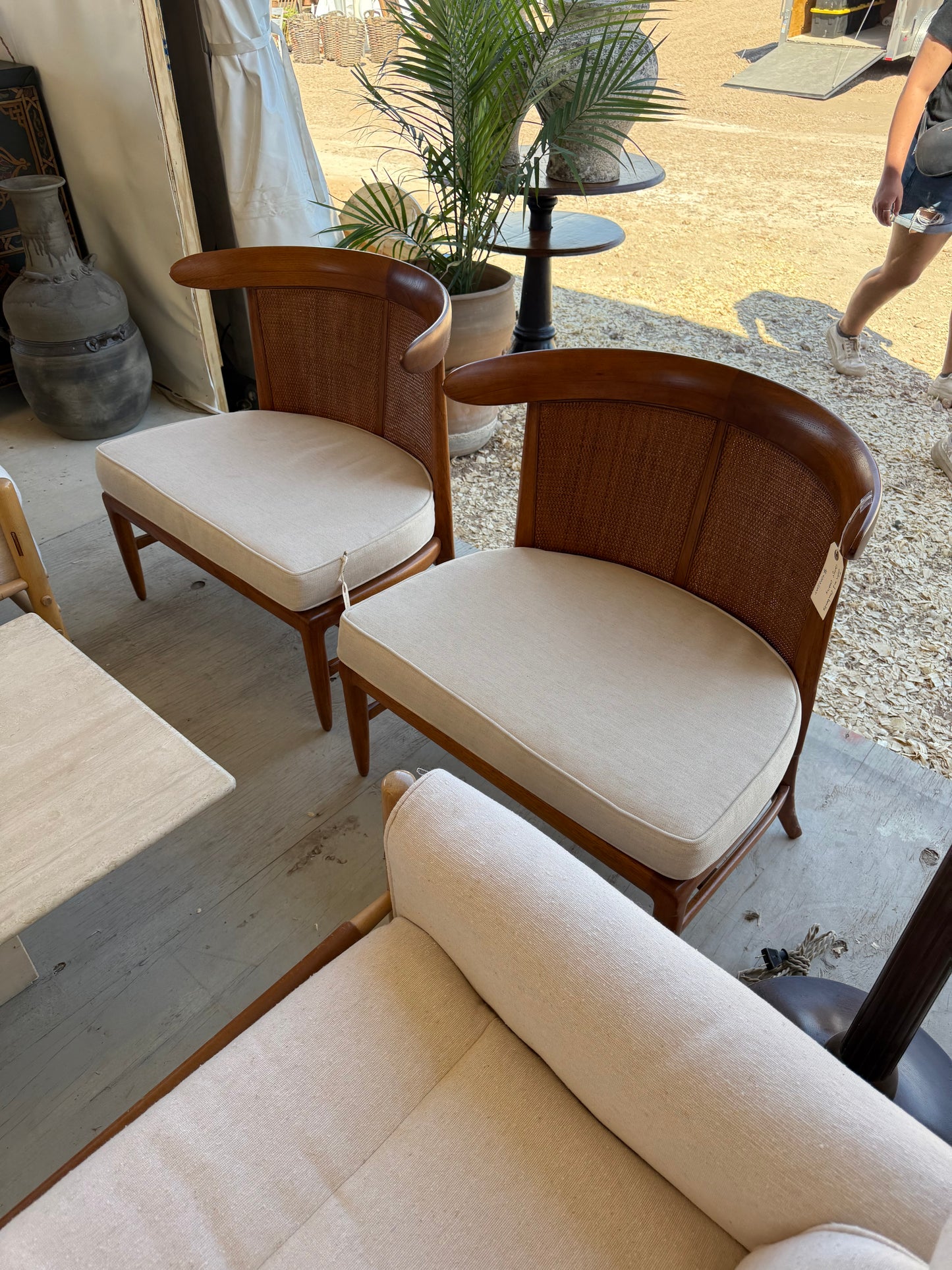 Vintage Pair Walnut Lounge Chairs