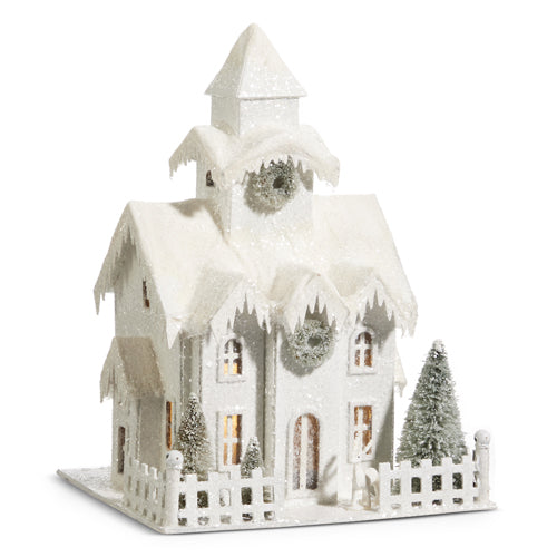 11.25” Lighted White Snowy House