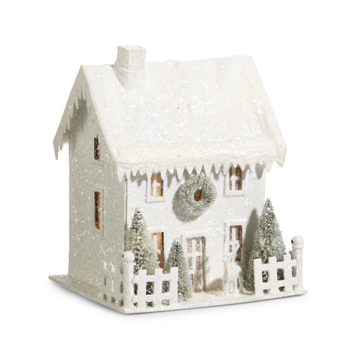 7.75” Lighted White Snowy House