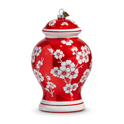 8” Metallic Red Flower Jar Ornment